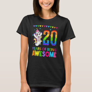 Camiseta 20 Anos De Incrível Nascimento Colorido Do Unicórn