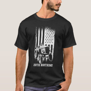 Camiseta 20 Birthday 20 Anos Us Flag Trator Driver 1