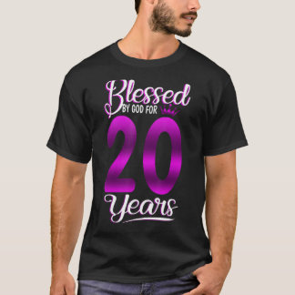 Camiseta 20 Birthday Abençoado por Deus por 20 anos Cro