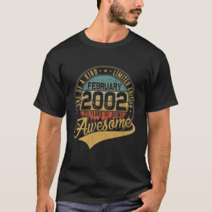Camiseta 20 Birthday Gift Retro Fevereiro De 2002 20 Anos