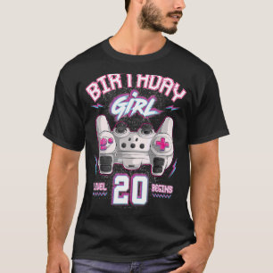Camiseta 20 Birthday Girl Gamer Nível 20 Começa Video Gam