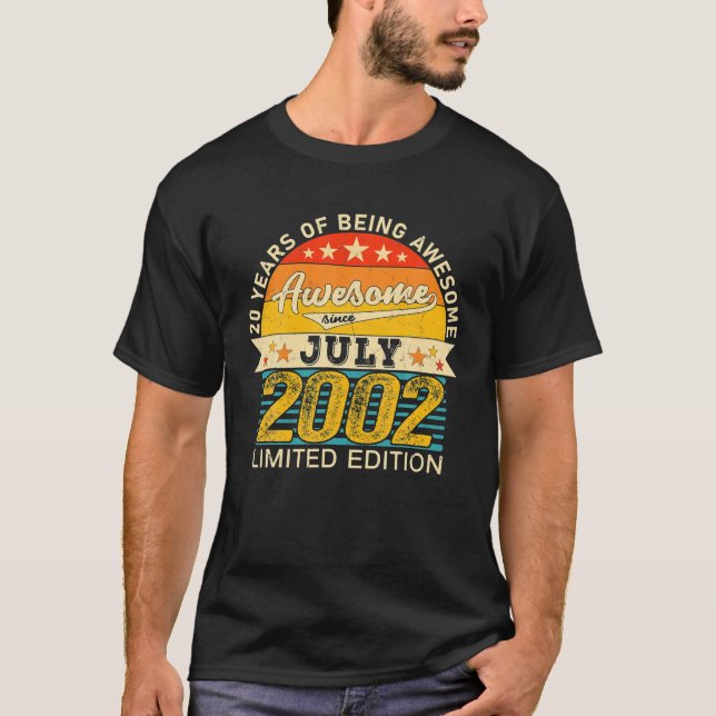 Camiseta 20 Birthday julho 2022 20 Anos Nascer 2002 Limitad (Frente)