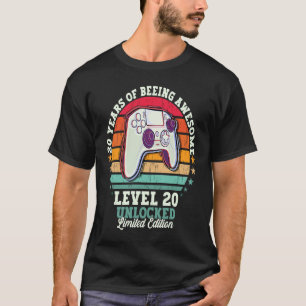 Camiseta 20 Birthday Nível 20 Gamer Vintage 2003 desbloquea