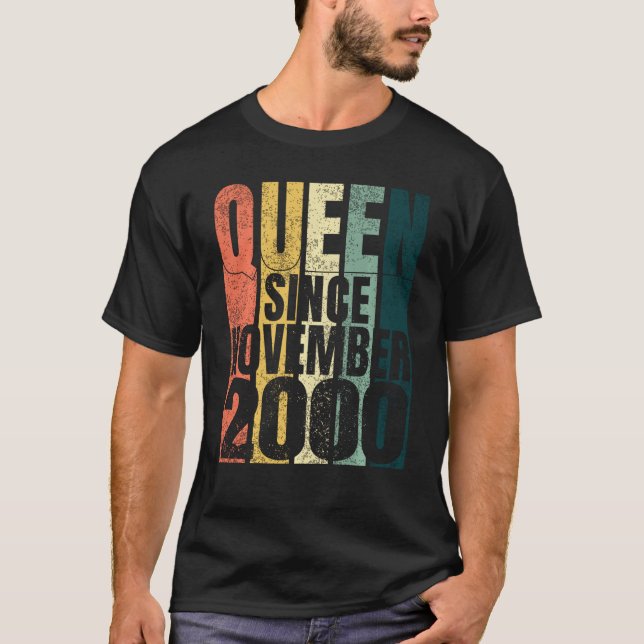 Camiseta 20 Birthday Quarantine Queen Desde novembro de 200 (Frente)