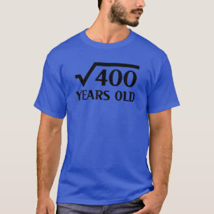 Camiseta 20 Feliz Aniversário de 20 anos Raiz Quadrada de 4