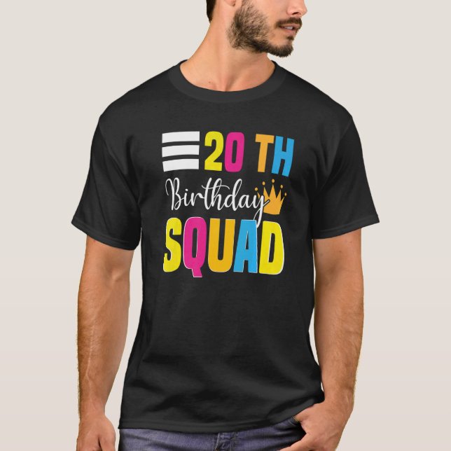 Camiseta 20 Happy Birthday Squad Party Bday Family Group (Frente)