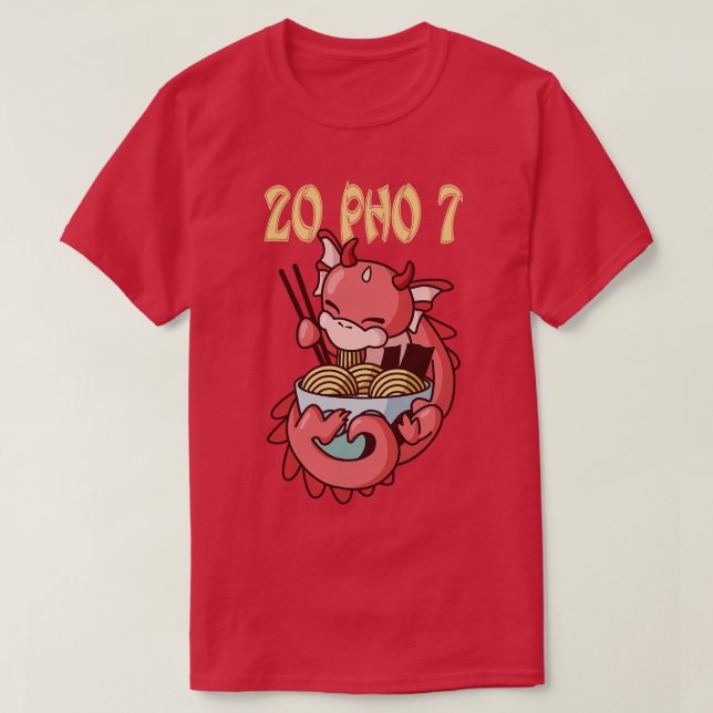 Camiseta 20 Pho 7 Dragão Kawaii RamenOtaku (Frente do Design)