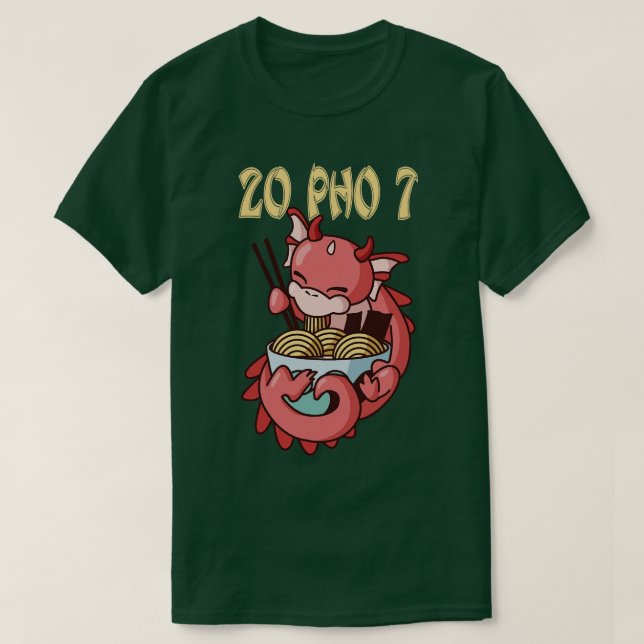 Camiseta 20 Pho 7 Dragão Kawaii RamenOtaku (Frente do Design)