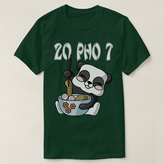Camiseta 20 Pho 7 Kawaii Panda RamenOtaku Noodles Bowl (Frente do Design)
