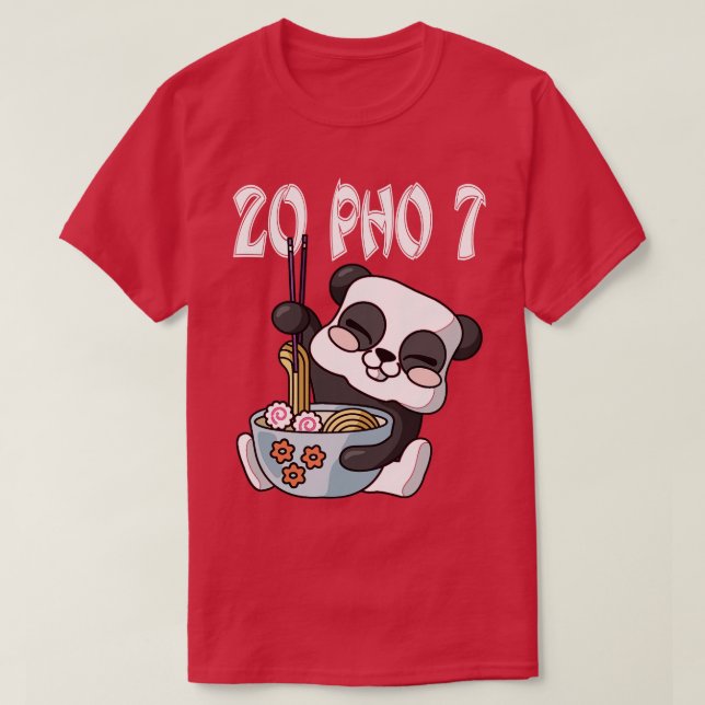 Camiseta 20 Pho 7 Kawaii Panda RamenOtaku Noodles Bowl (Frente do Design)