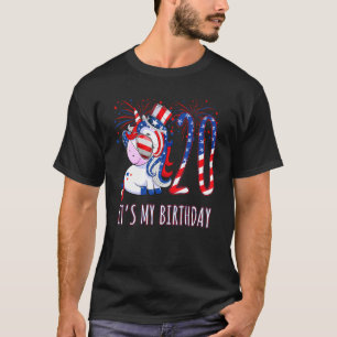 Camiseta 20 Unicorn Aniversário No Dia 4 De Julho De Ano No
