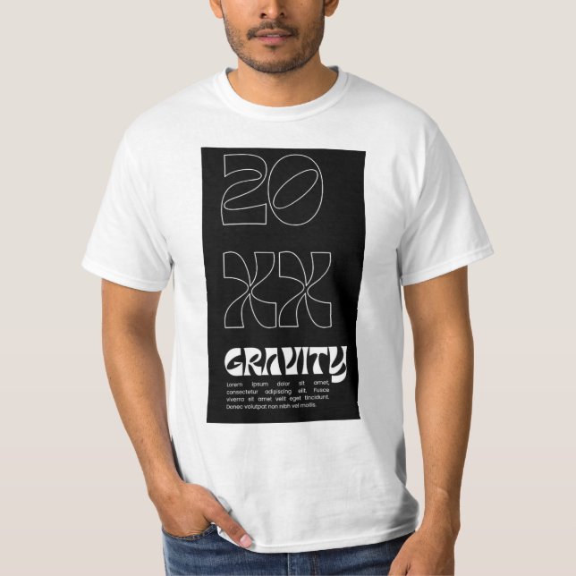 Camiseta 20 XX GRAVIDADE B&W DISIGN ON T-Shirt (Frente)