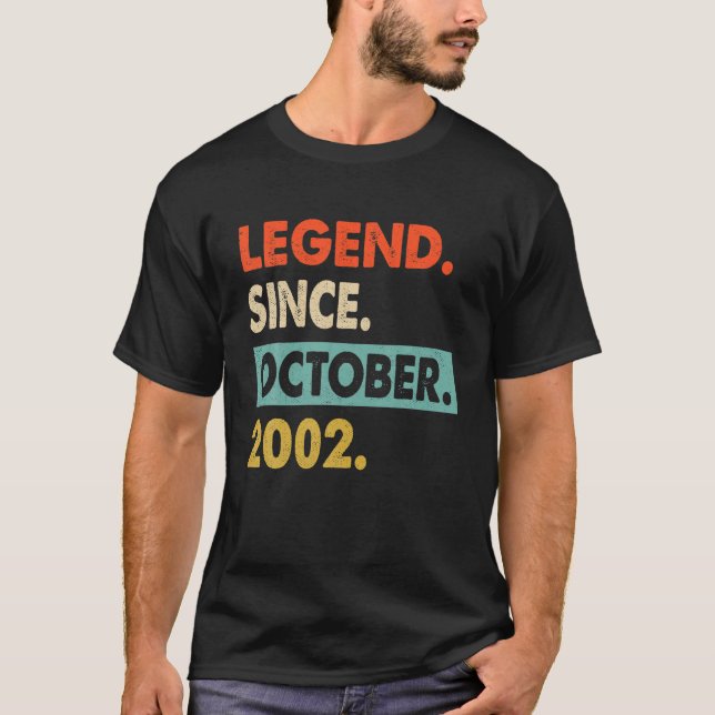 Camiseta 20 Years Old 20Th Birthday Gifts Legend Since Octo (Frente)