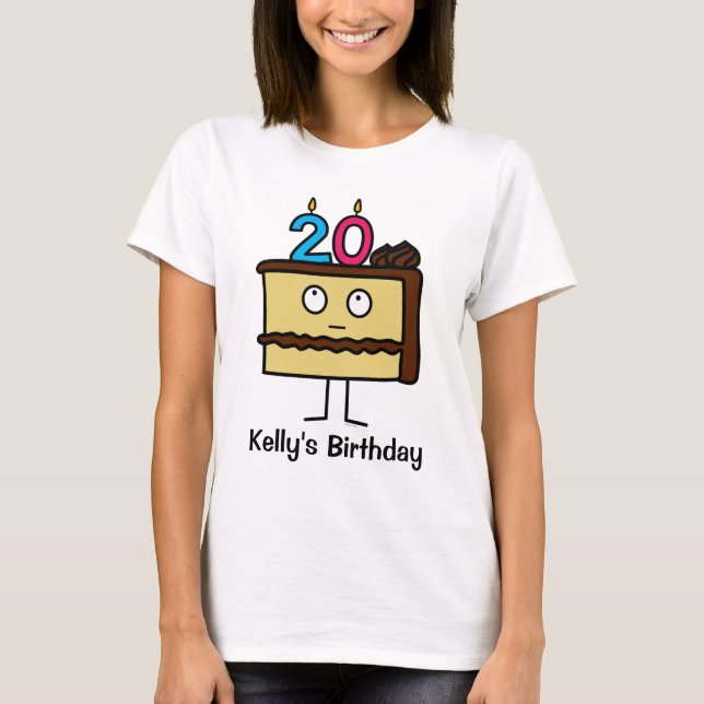 Camiseta 20o Bolo de aniversário com velas (Frente)