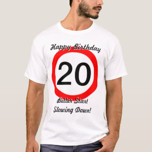 Camiseta 20o Limite de velocidade do sinal de estrada da