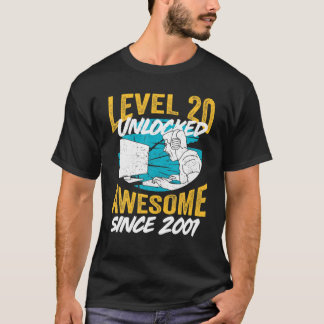 Camiseta 20Th Birthday Gift Level 20 Unlocked Awesome Since