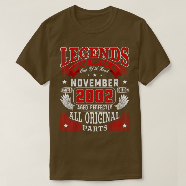Camiseta 20th Birthday Tee Legends Born In November 2002 20 (Frente do Design)