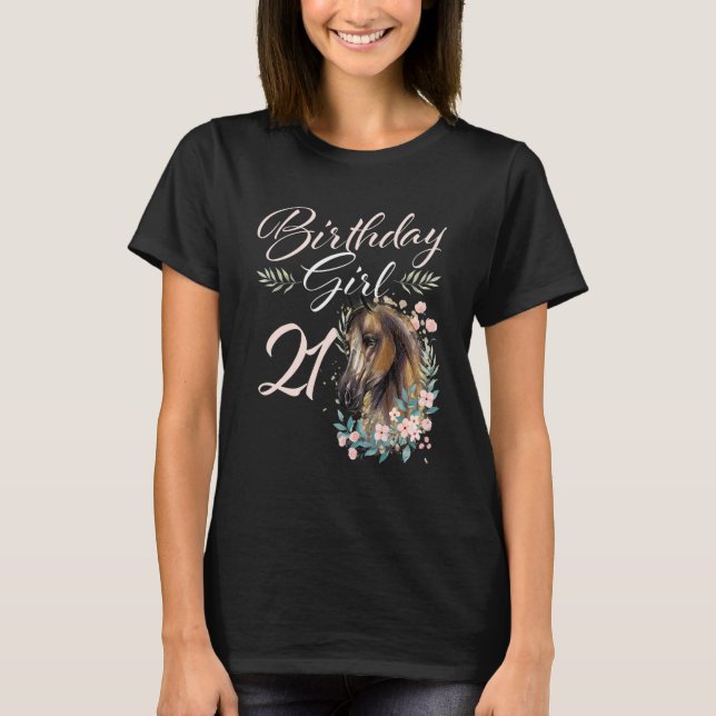 Camiseta 21º aniversário Menina Cavalo de 21 anos (Frente)