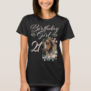 Camiseta 21º Aniversário Rapariga Cavalo Com Mais De 21 Ano