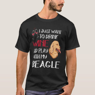 Camiseta 216 Beber Vinho E Brincar Com Meu Beagle