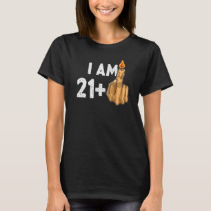 Camiseta 21+1 Dedo Médio 22º Aniversário Provocativo