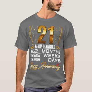 Camiseta 21 Anos Casados Engraçado 21 ruas Casando Aniversá