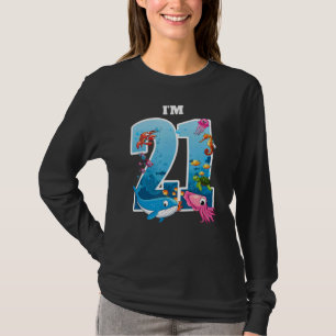 Camiseta 21 Anos De Idade Aniversário Animal Do Mar De Bale
