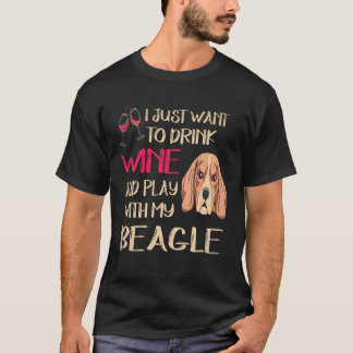 Camiseta 21 Beber Vinho E Brincar Com Meu Beagle