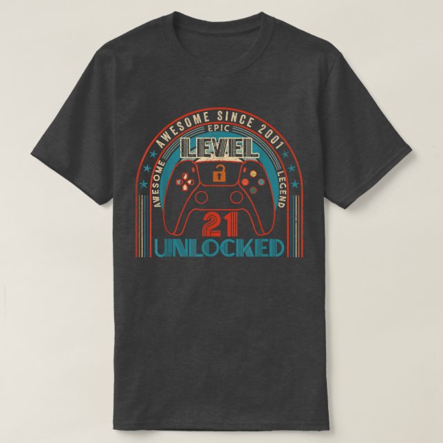 Camiseta 21 Birthday Gifts Level 21 Unlocked 21 Year Old  (Frente do Design)