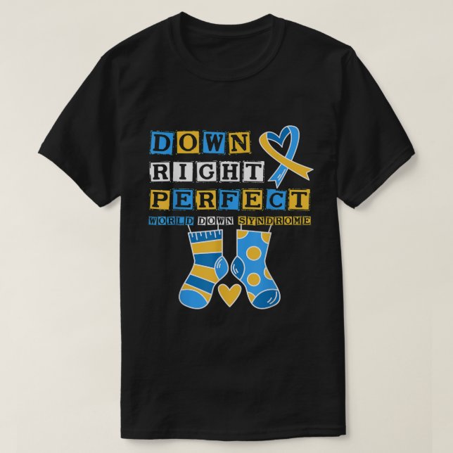 Camiseta 21 de março Meias de sensibilização para o Dia Mun (Frente do Design)