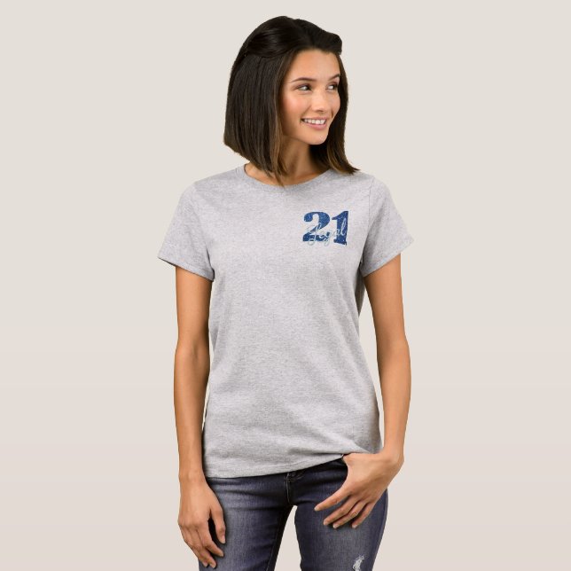 Camiseta 21 e jurídico | Blue Faux Glitter aniversário de 2 (Frente Completa)