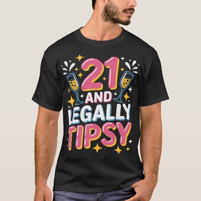 Camiseta 21 e Legalmente Tipsy - aniversário de 21 anos eng (Frente)