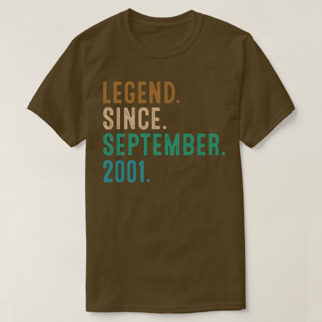 Camiseta 21 Year Old Gift Legend Since September 2001 21st  (Frente do Design)