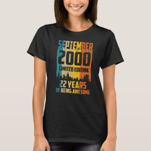 Camiseta 22º Aniversário 22 Anos Incrível Desde setembro de