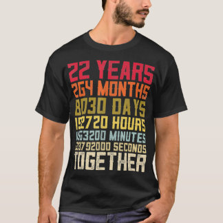Camiseta 22º Aniversário de Casamento para Casais Casados