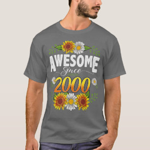 Camiseta 22º Aniversário Incrível Desde 2000 Floral Thanksg