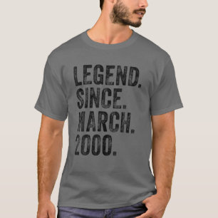 Camiseta 22º aniversário Março Nascer 22 Anos Legenda De