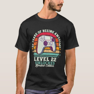 Camiseta 22º Aniversário Nível 22 Gamer Vintage 2001 desblo