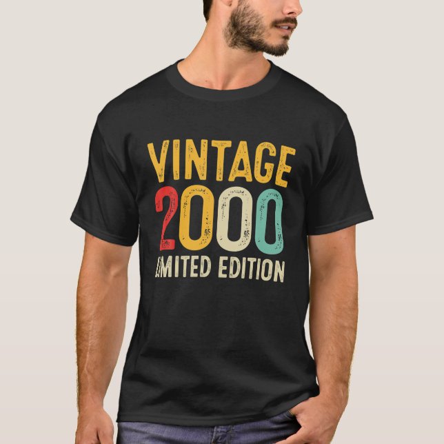 Camiseta 22º aniversário Presente 22 anos Vintage 2000 (Frente)