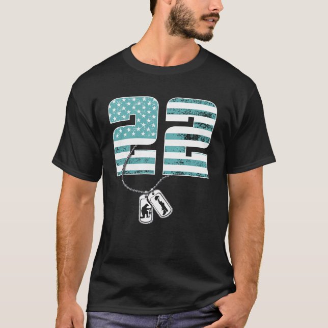 Camiseta 22 A Day Soldier Veteran PTSD Awartness_fullprint (Frente)