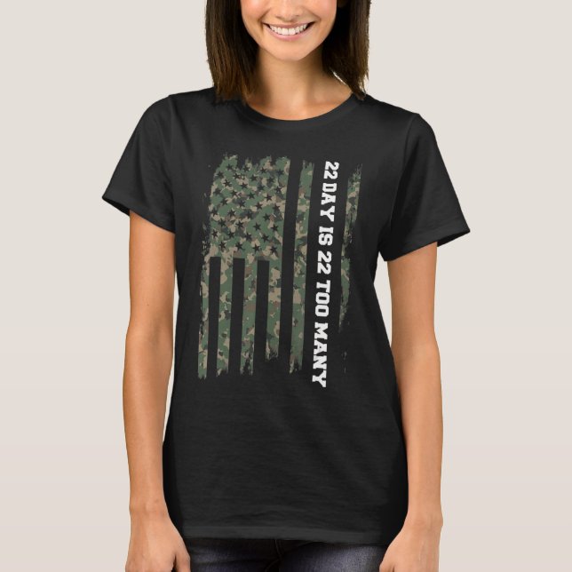 Camiseta 22 A Dia Veterano Vive Matéria Exército Suicídio A (Frente)