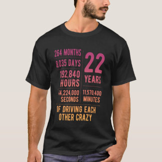 Camiseta 22 Anos Casados Engraçado 22º Aniversário de Casam