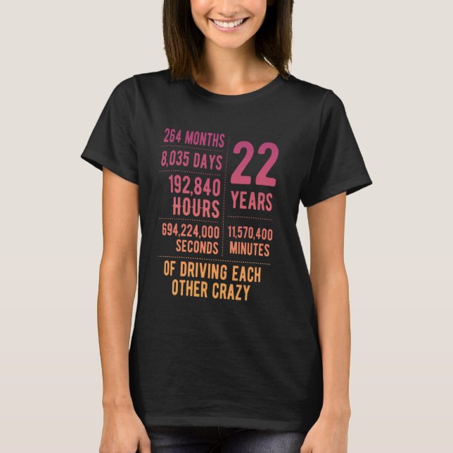 Camiseta 22 Anos De Casamento Engraçado 22.º Aniversário De (Frente)