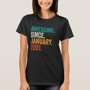 Camiseta 22 anos de idade incrível desde janeiro de 2001 22