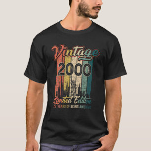 Camiseta 22 Anos De Idade Presentes Vintage 2000 Limitada