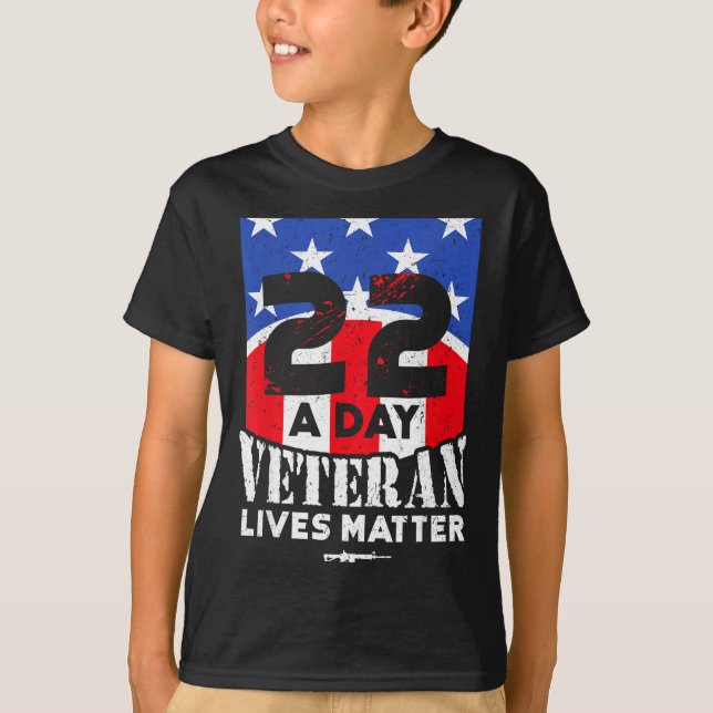 Camiseta 22 Day Veteran Lives Suicide Awareness  (Frente)