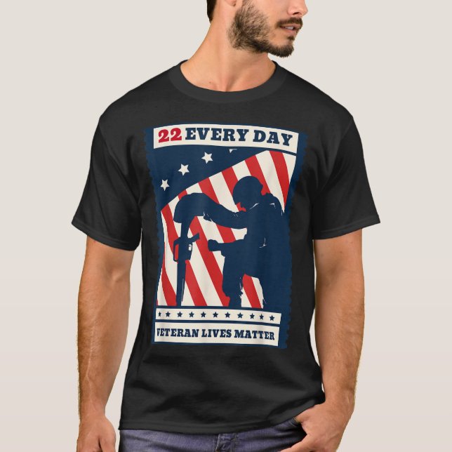 Camiseta 22 Every Day Veteran Lives Veteran Suicide Awarene (Frente)