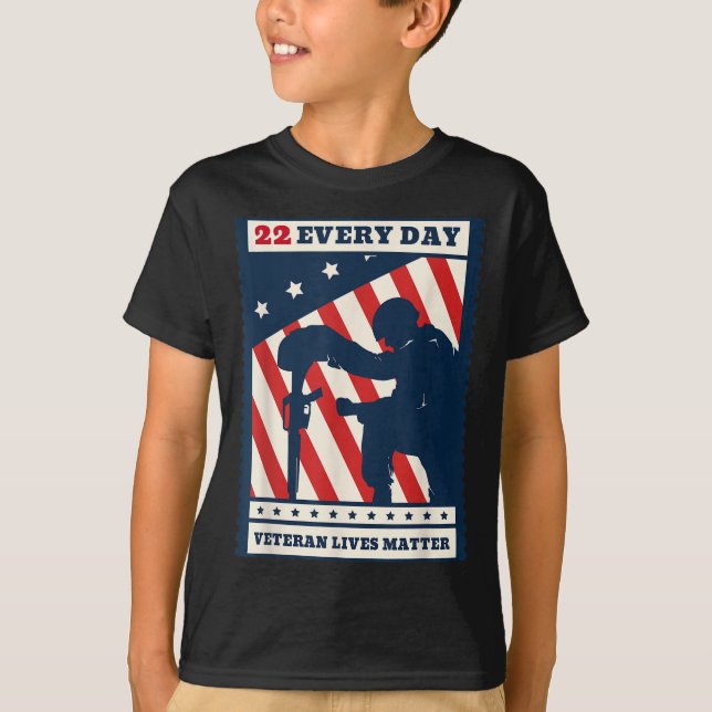 Camiseta 22 Every Day Veteran Lives Veteran Suicide Awarene (Frente)