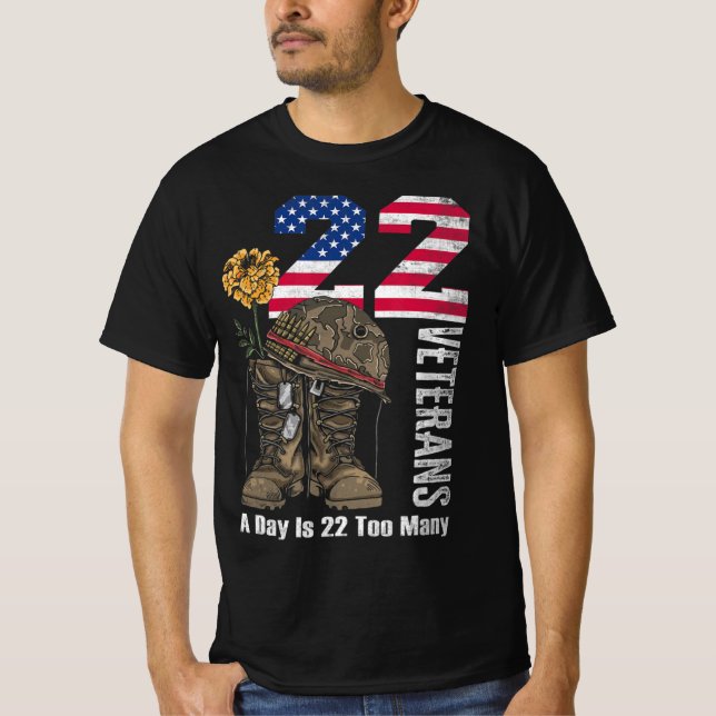 Camiseta 22 Por Dia É 22 Demasiados Veteranos Sensibilizaçã (Frente)