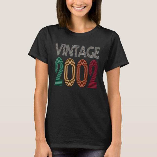 Camiseta 23º aniversário Homens Mulheres Vintage 2002 Retro (Frente)